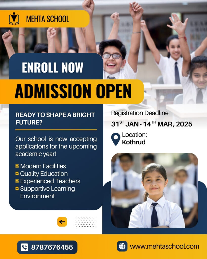 dark blue and yellow modern school admission instagram post